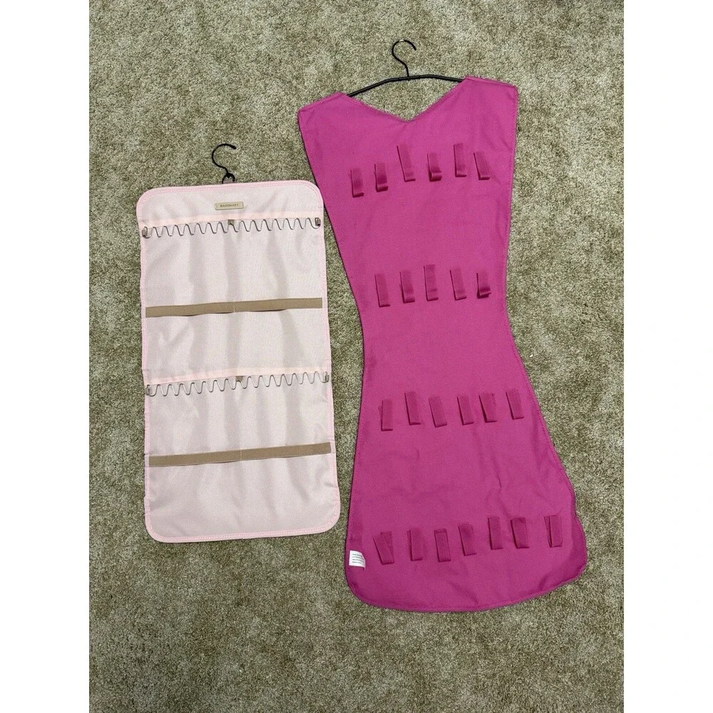 Lot of 2 Jewelry Hanging Storage Organizers PINK 'Honey Can Do' & 'Bag Smart'